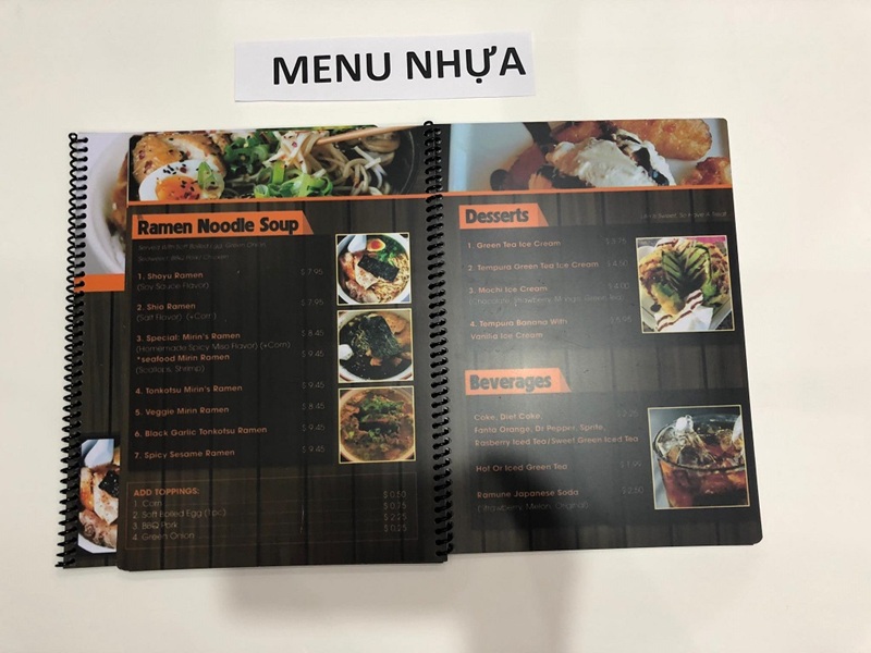 In menu nhựa PVC