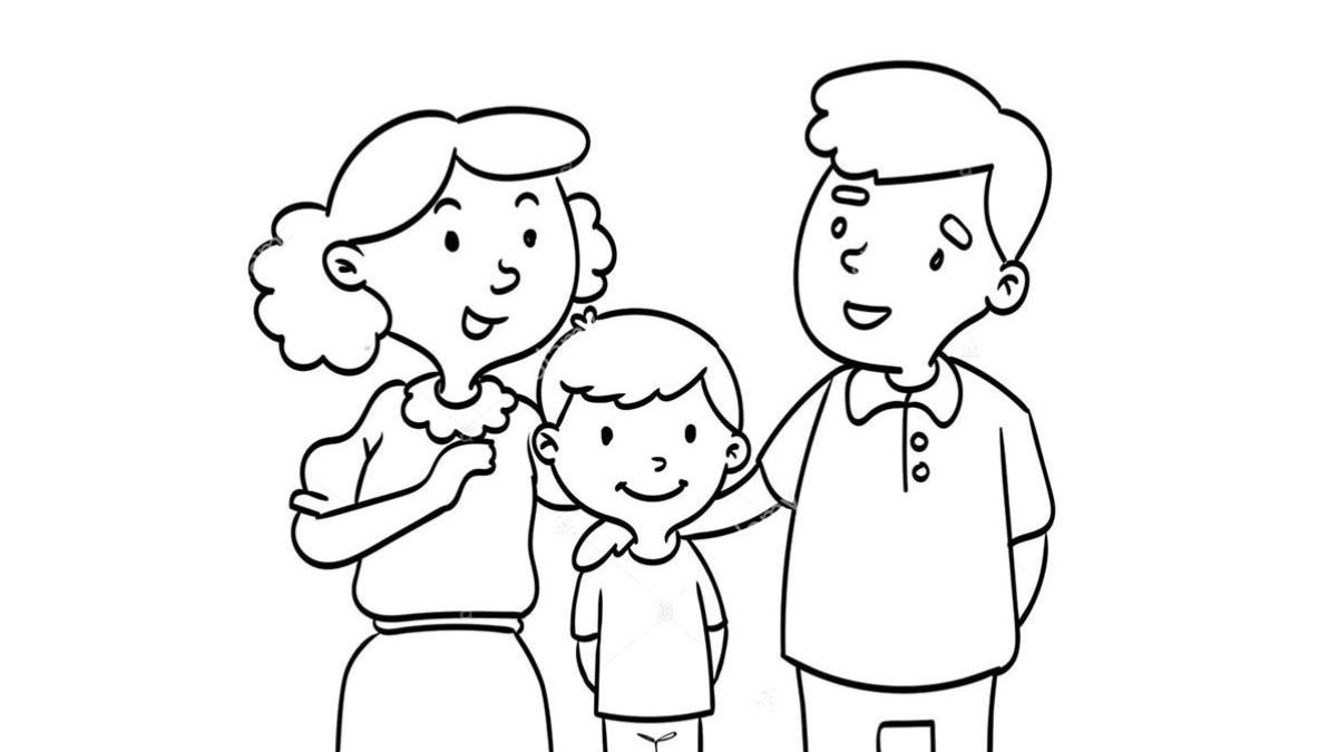 Bức tranh tô màu cho bé chủ đề gia đình