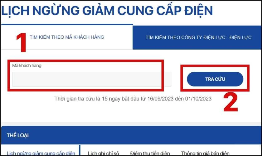 Nhập Mã khách hàng và sau đó chọn Tra cứu