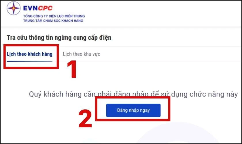 Nhấn vào Lịch theo khách hàng và chọn Đăng nhập
