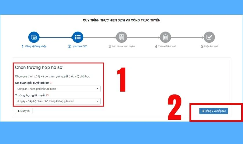Chọn trường hợp hồ sơ