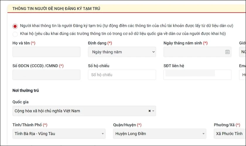 Không cần đi lại! Đăng ký tạm trú online ngay và luôn. Nhập đầy đủ thông tin mà hệ thống yêu cầu