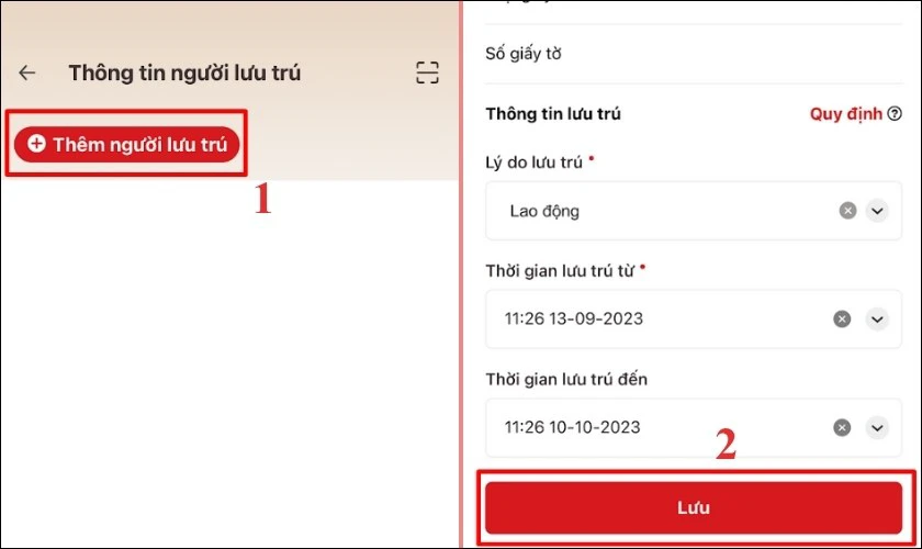 Không cần đi lại! Đăng ký tạm trú online ngay và luôn. Chọn tùy chọn Thêm người lưu trú và nhấn vào Lưu