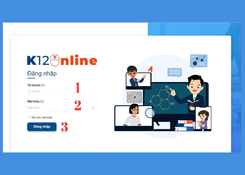 đăng nhập tài khoản k12online