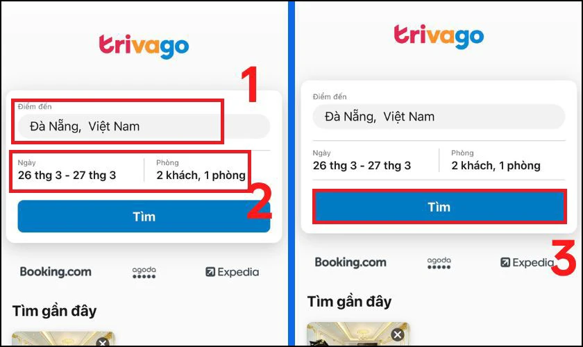 Tìm nhà nghỉ gần đây 24/24 bằng Trivago