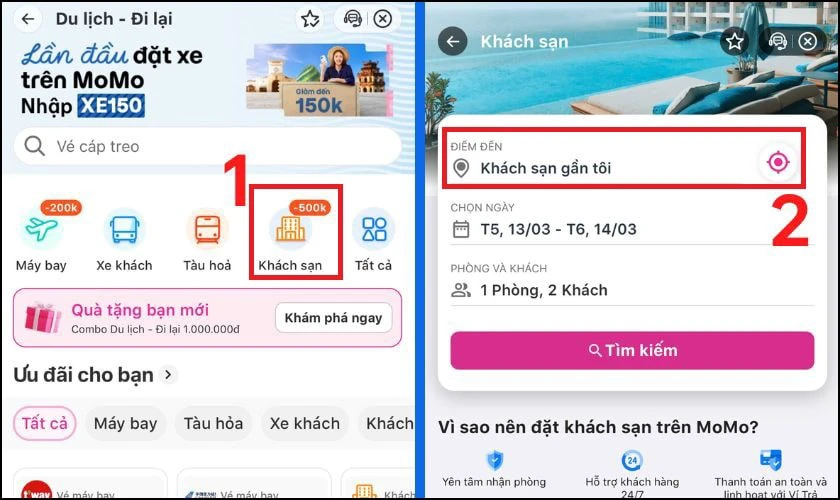 Tìm nhà nghỉ gần đây giá rẻ bằng MoMo