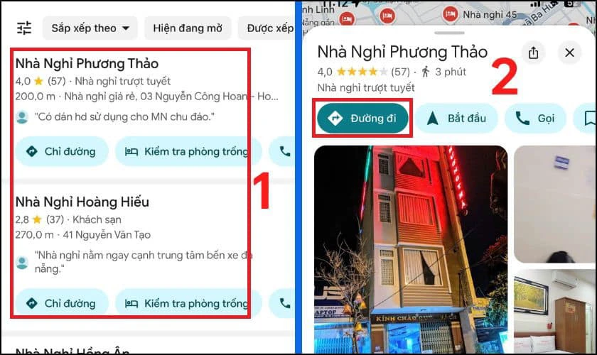 Tìm nhà nghỉ gần đây 24/24 bằng Google Maps nhanh