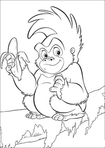 Hình tô màu con khỉ dễ thương cho bé tập tô (6)