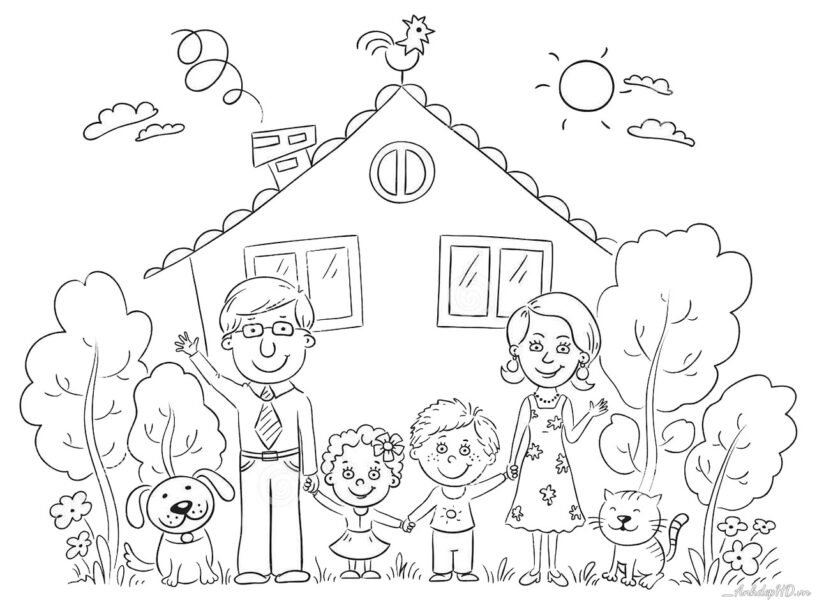 Hình tô màu gia đình đẹp nhất cho bé tập tô (1)
