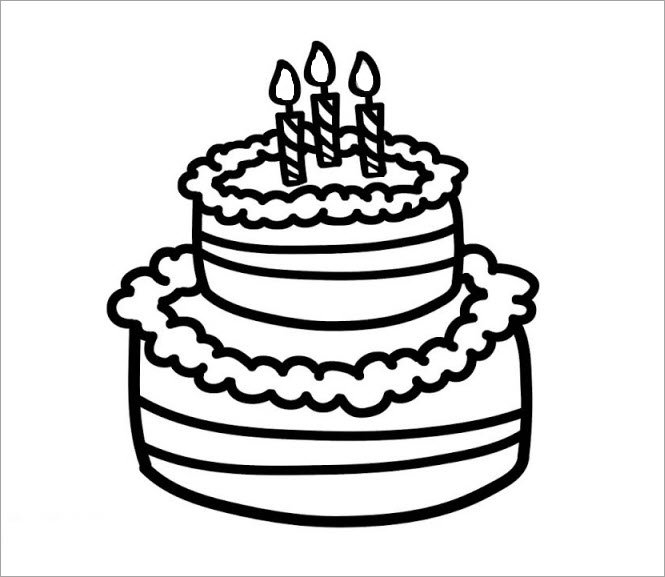 Hình vẽ chưa tô màu bánh sinh nhật cho bé tập tô (1)