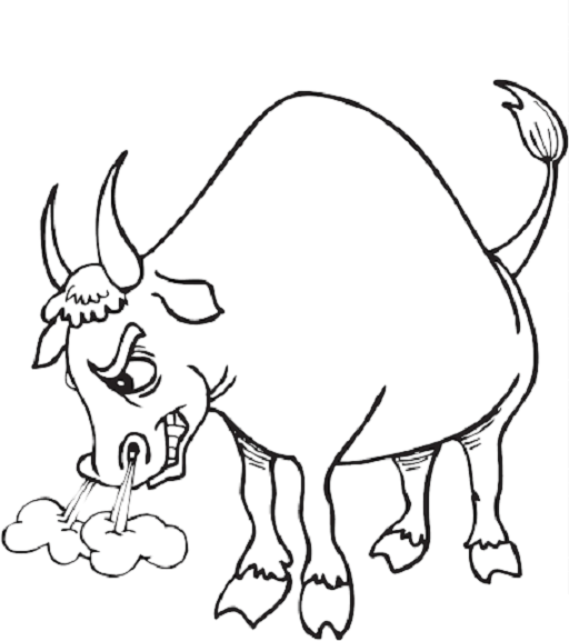 Hình vẽ chưa tô màu con trâu đáng yêu cho bé tập tô (5)
