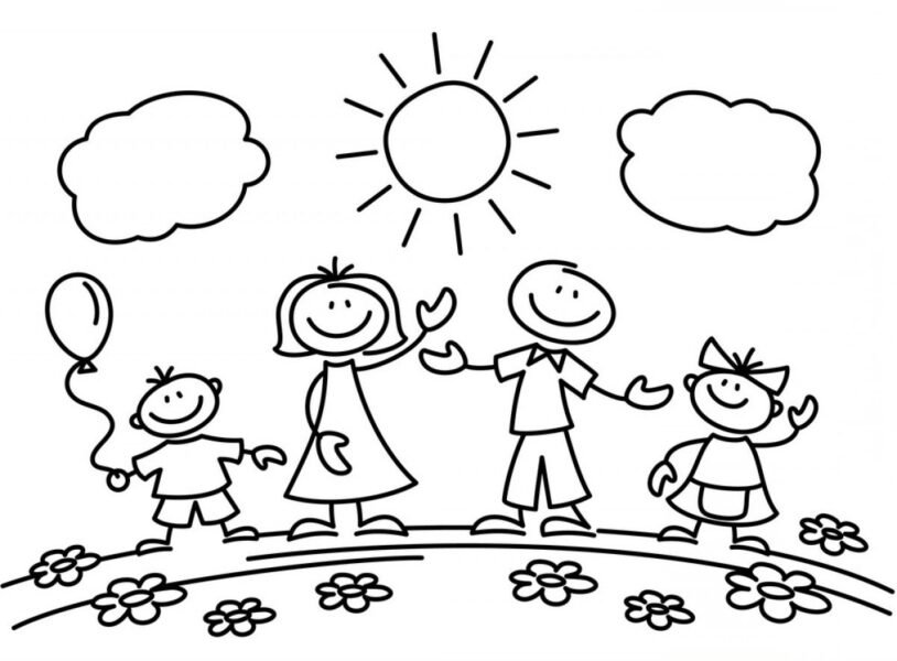 Hình vẽ chưa tô màu gia đình hco bé tập tô (4)