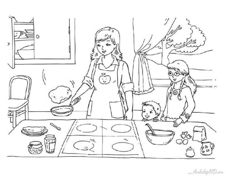 Hình vẽ chưa tô màu gia đình hco bé tập tô (6)