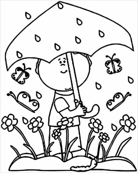 Hình vẽ chưa tô màu trời mưa cho bé tập tô (5)