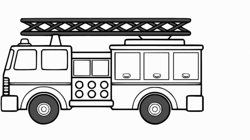 Hình vẽ chưa tô màu xe cứu hoả cho bé tập tô (3)