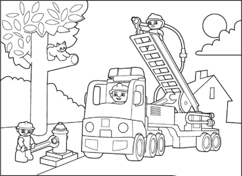 Hình vẽ chưa tô màu xe cứu hoả cho bé tập tô (5)