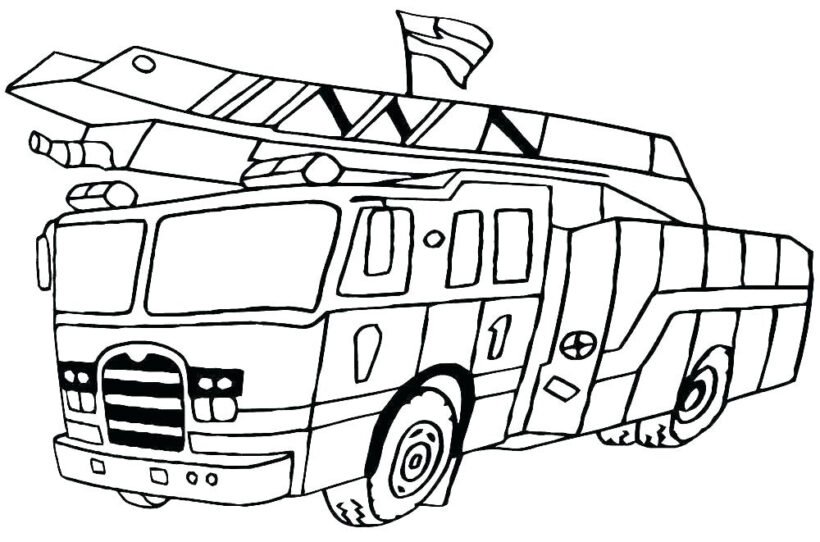 Hình vẽ chưa tô màu xe cứu hoả cho bé tập tô (6)