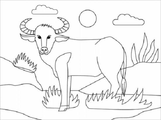 Hình vẽ con trâu dễ thương