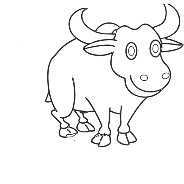 Hình vẽ đen trắng con trâu cho bé tô màu (1)