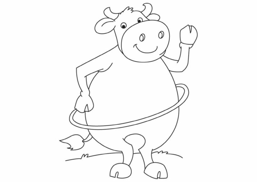 Hình vẽ đen trắng con trâu cho bé tô màu (4)