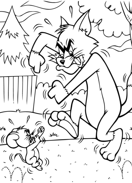 Hình vẽ đen trắng Tom and Jerry cho bé tô màu (1)
