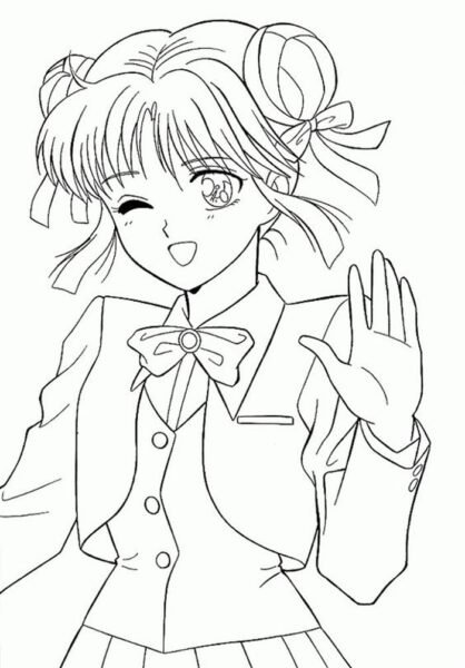 Hình vẽ tô màu Sakura cho bé tập tô (2)