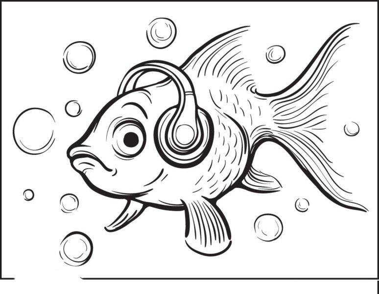 Tổng hợp các bức tranh tô màu con cá vàng đẹp nh