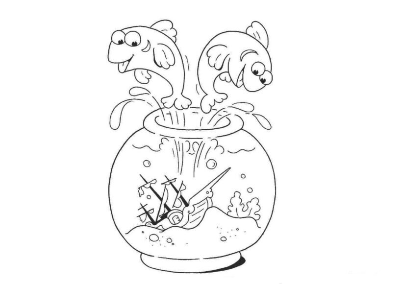 Mẫu tranh tô màu chú cá vàng đẹp cho bé tập tô (5)