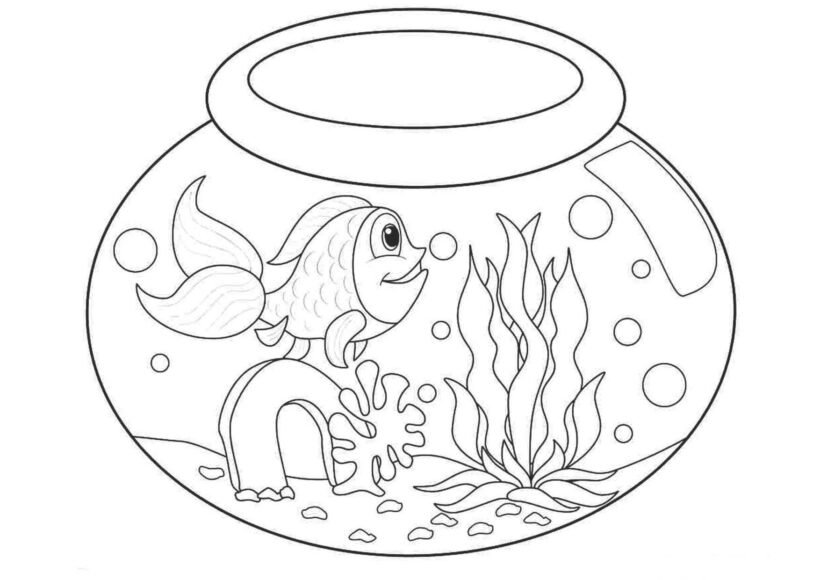 Mẫu tranh tô màu chú cá vàng đẹp cho bé tập tô (6)