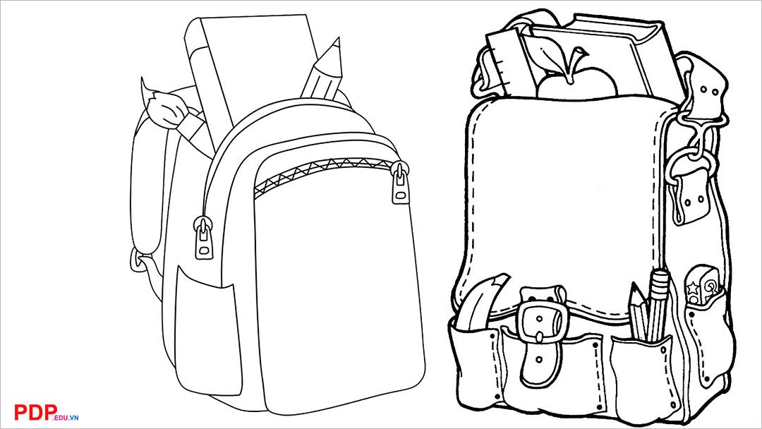 Bộ tranh tô màu cái cặp cho bé đẹp, đơn giản nhất tai tranh to mau cai cap cho be