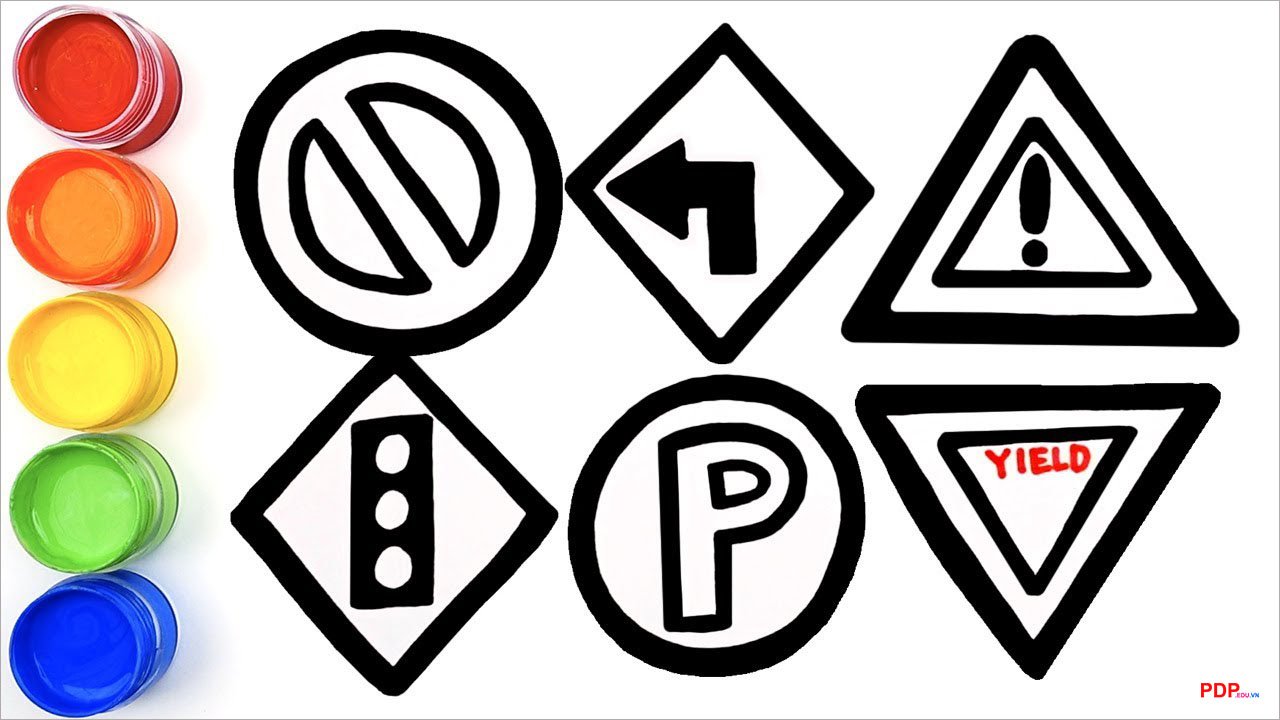 tranh to mau bien bao giao thong dep nhat