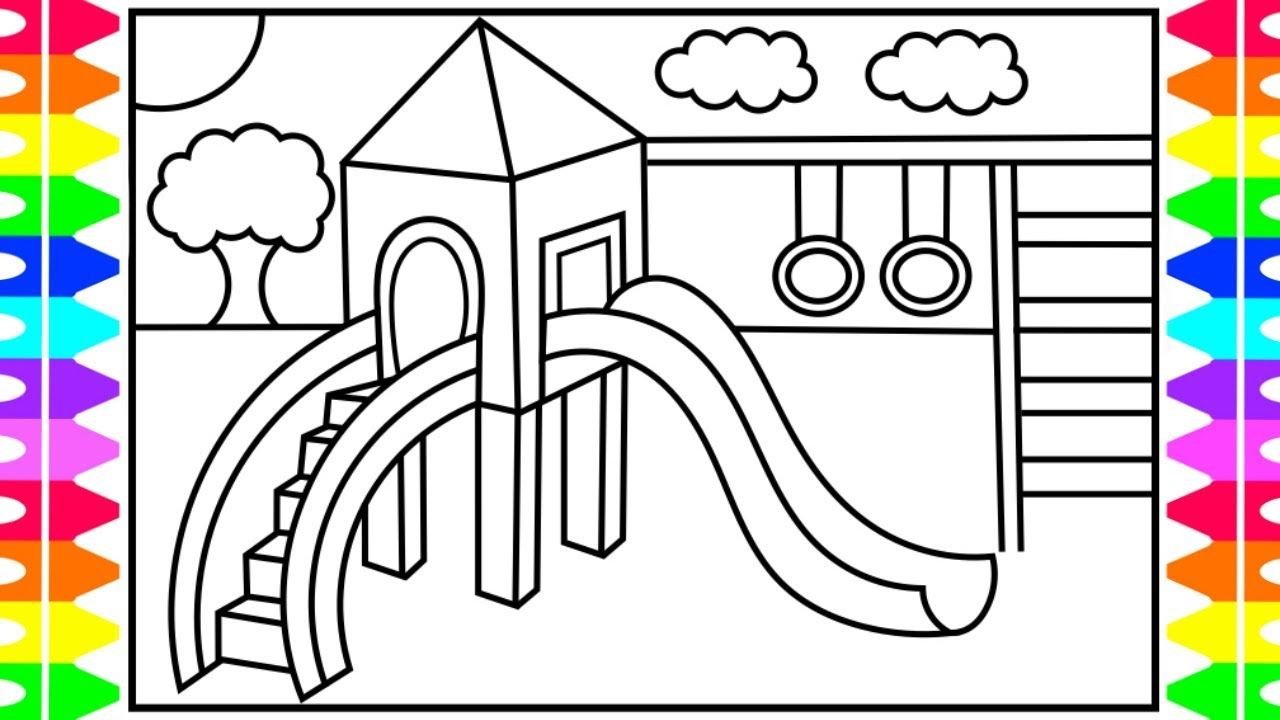Tranh tô màu cầu trượt cho bé tập tô màu tranh to mau cau truot