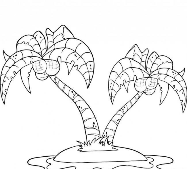 Tranh tô màu cây dừa đẹp nhất cho bé tập tô (35)