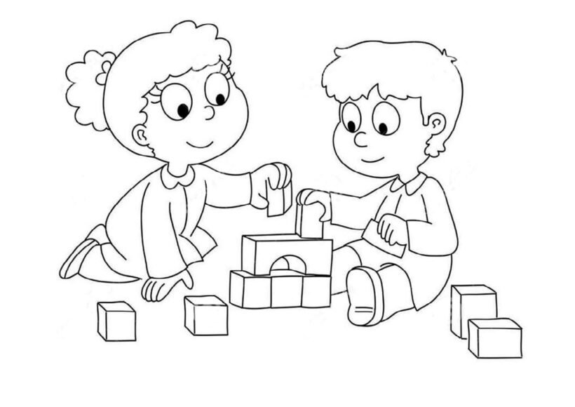 Tranh tô màu cho bé chủ đề bạn thân