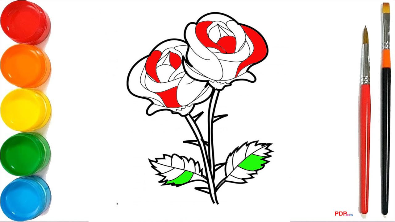 tranh to mau hoa hong dep nhat