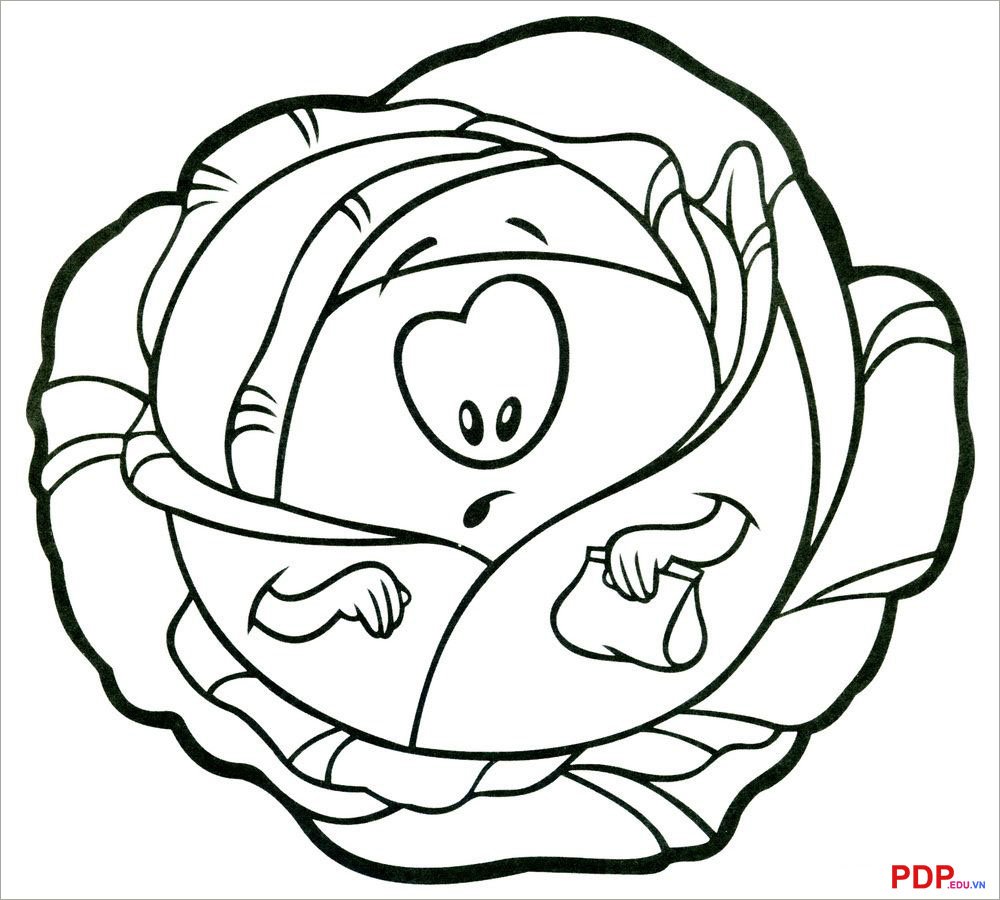 Tranh tô màu Rau Bắp Cải cho bé học tập tô tranh to mau rau bap cai