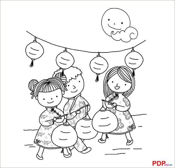 Bộ tranh tô màu tết Trung Thu cho bé tập tô tranh to mau trung thu dep don gian cho be