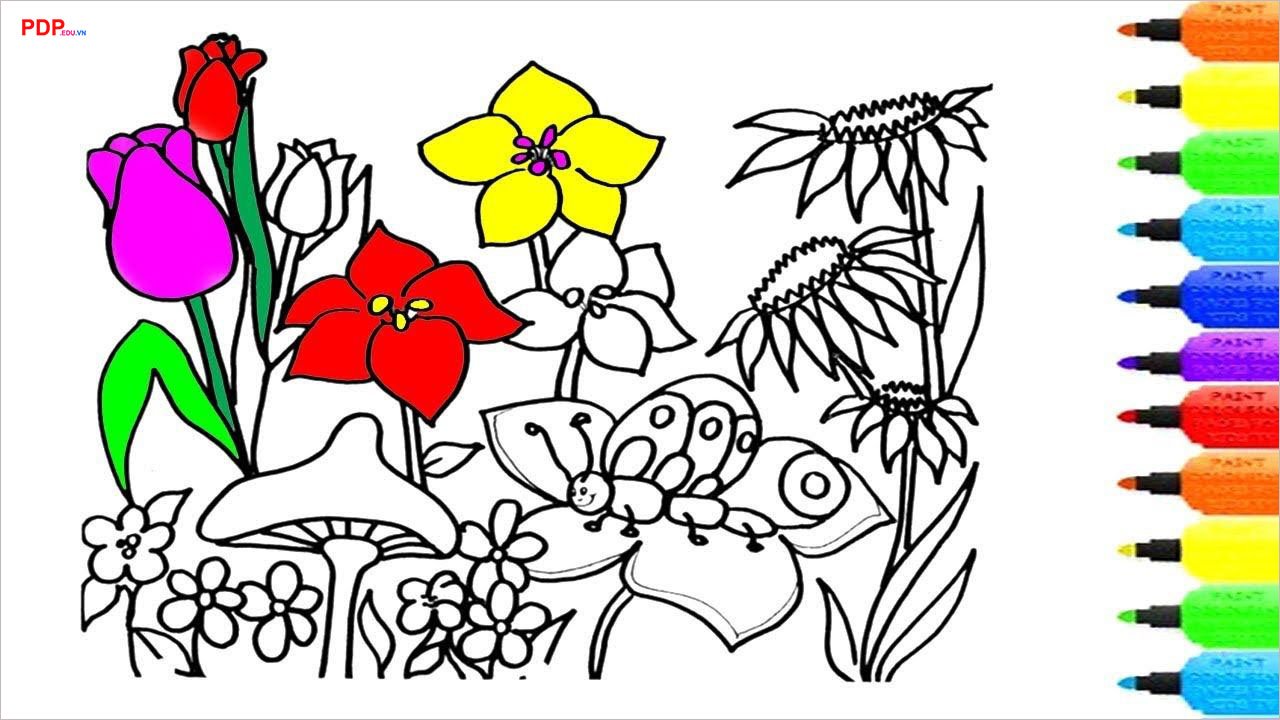 tranh to mau vuon hoa dep nhat