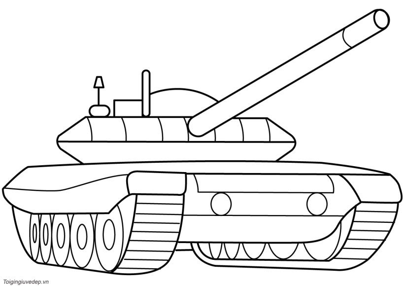 Tranh tô màu xe tăng đơn giản đẹp nhất