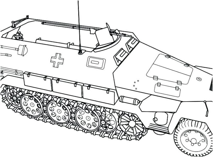Tranh tô màu xe tăng mạnh mẽ cho bé tập tô (15)