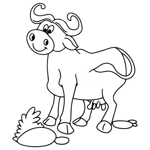 Tranh vẽ chưa tô màu con trâu cho bé tập tô (4)