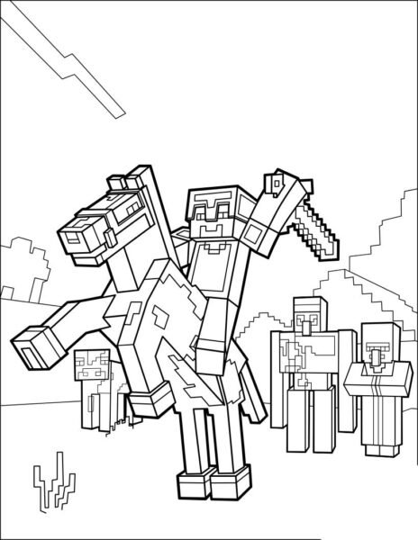 Tranh vẽ chưa tô màu minecraft cho bé tập tô (5)