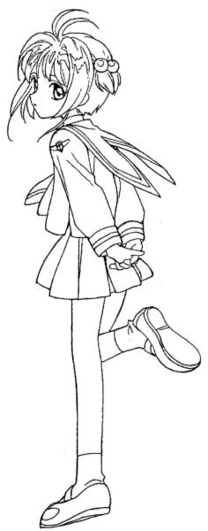 Tranh vẽ chưa tô màu Sakura cute cho bé tập tô (3)