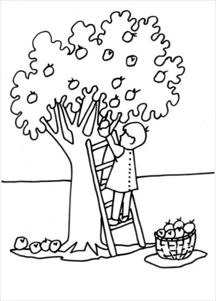 Tranh vẽ đen trắng cây xanh cho bé tô màu (1)
