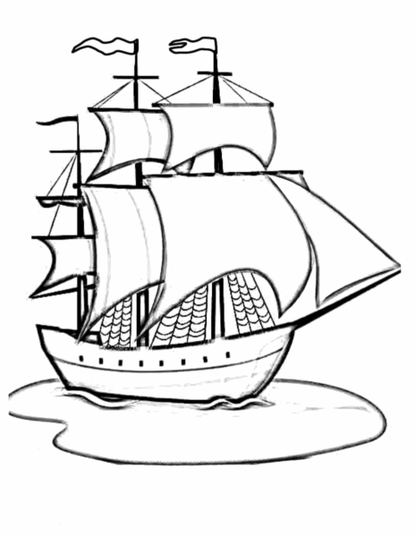 Tranh vẽ đen trắng tàu thuỷ cho bé tập tô (1)