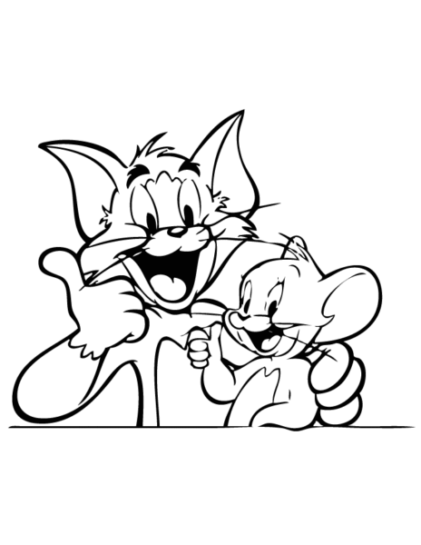Tranh vẽ đen trắng Tom and Jerry cho bé tập tô (1)