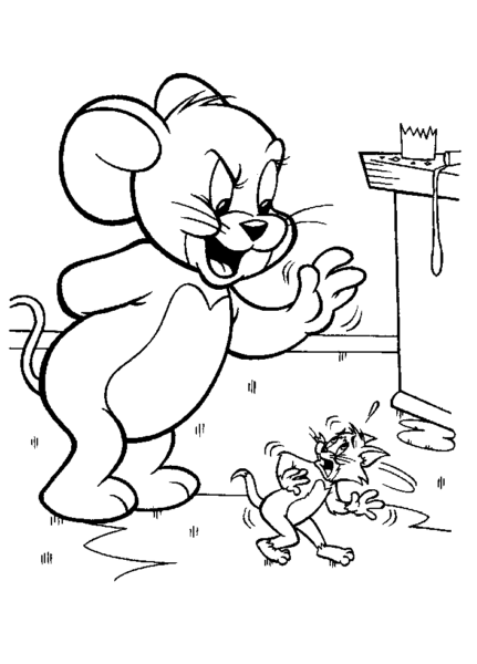 Tranh vẽ đen trắng Tom and Jerry cho bé tập tô (2)