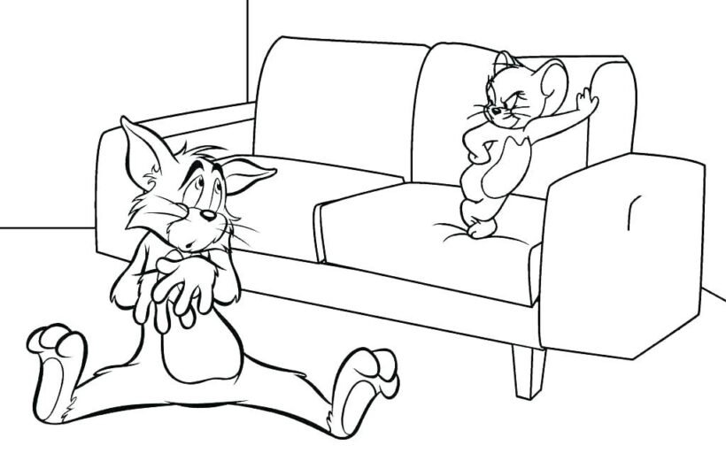 Tranh vẽ đen trắng Tom and Jerry cho bé tập tô (2)