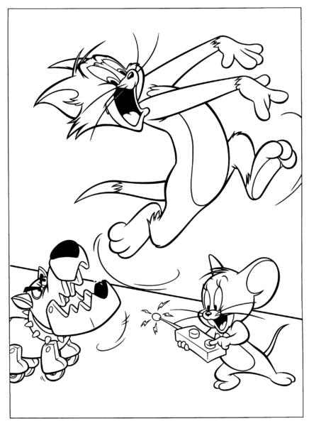 Tranh vẽ đen trắng Tom and Jerry cho bé tập tô (3)