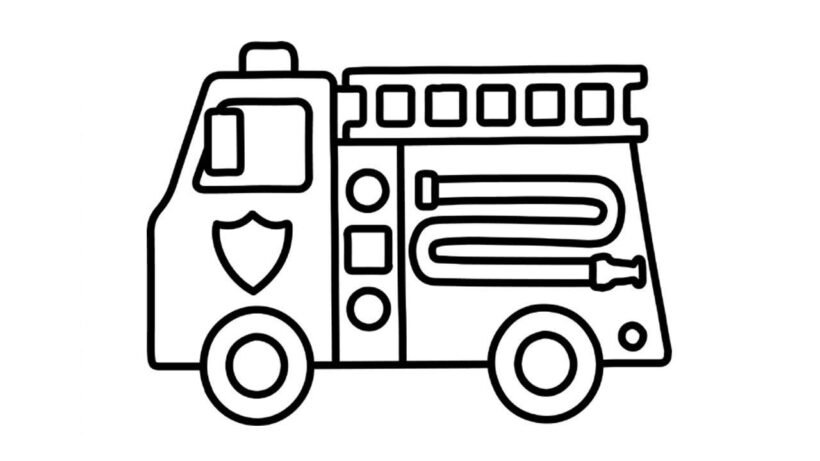 Tranh vẽ đen trắng xe cứu hoả cho bé tô màu (3)